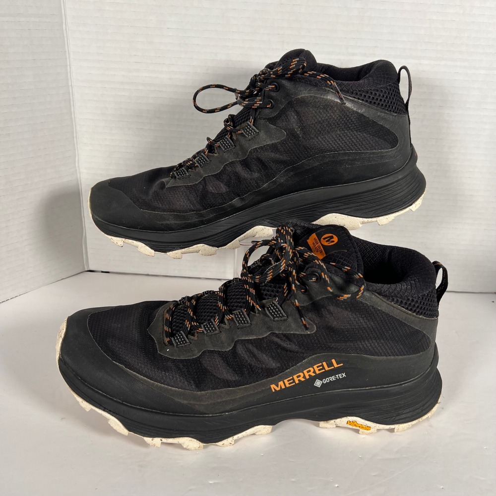 Merrell Moab Speed Mid GTX Mens 11.5 Black Orange Waterproof Hiking Boots